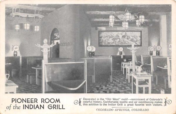 Colorado Springs Colorado Pioneer Room, Indian Grill, B/W Lithograph, PC U21091