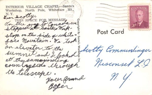 North Pole New York Village Chapel Interior, Santa's Workshop, RPPC U21095 - Image 2