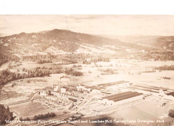 Springfield Oregon Weyerhaeuser Pulp and Lumber Mill Real Photo PC AA89980