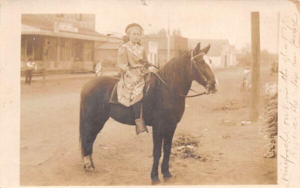Riviera California Girl Riding Horse on Street Real Photo Postcard AA89993