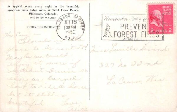 Florissant Colorado Wild Horn Ranch People in Main Lodge Postcard AA90001 - Image 2