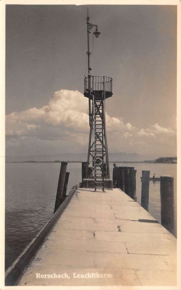 Rorschach Switzerland Leuchtturm Lighthouse Real Photo Vintage Postcard AA90004