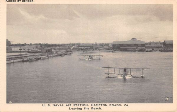 Hampton Roads Virginia US Naval Air Station Seaplanes Landing Postcard AA90007