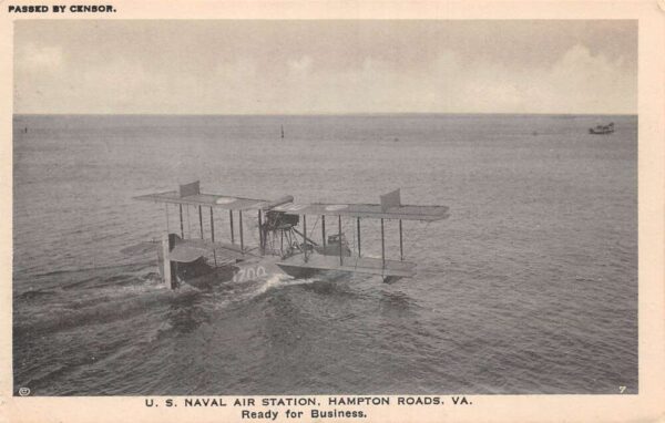 Hampton Roads Virginia US Naval Air Station Seaplane Vintage Postcard AA90008