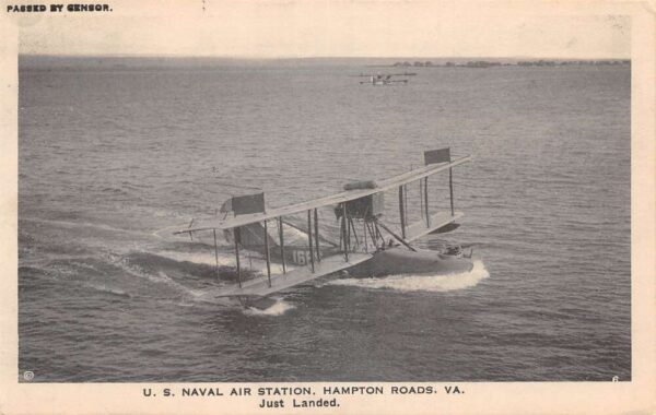 Hampton Roads Virginia US Naval Air Station 166S Seaplane Postcard AA90009