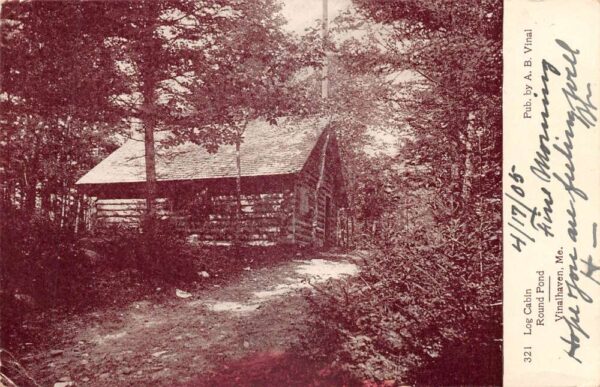 Vinalhaven Maine Round Pong Log Cabin Vintage Postcard AA90020