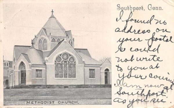 Southport Connecticut Methodist Church Vintage Postcard AA90025