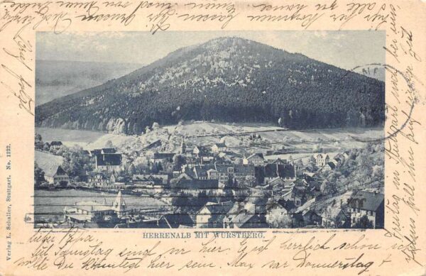 Herrenalb Germany Wurstberg Birds Eye View Vintage Postcard AA90034