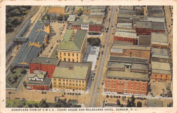 Durham North Carolina YMCA Court House Aerial View Vintage Postcard AA90035