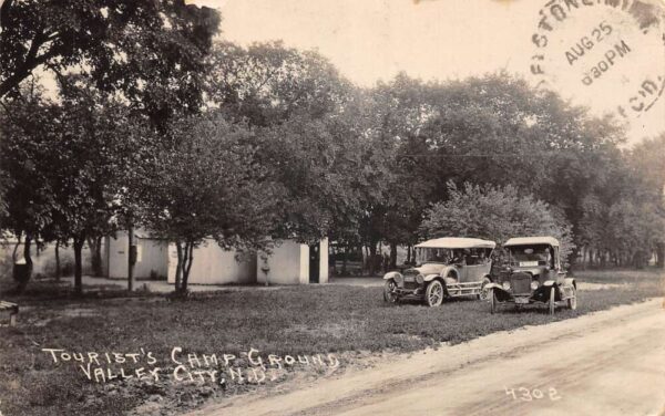 Valley City North Dakota Tourists Camp Ground Cars Real Photo Postcard AA90057