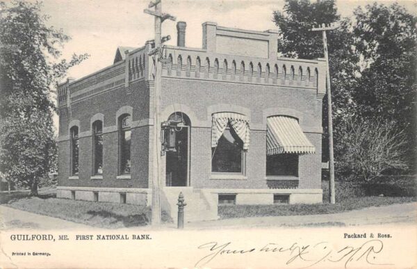 Guilford Maine First National Bank Tuck Vintage Postcard AA90060