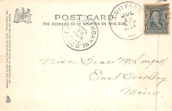 Guilford Maine First National Bank Tuck Vintage Postcard AA90060 - Image 2
