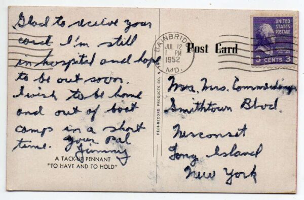 Bainbridge Maryland US Naval Training Center Greetings Vintage Postcard AA90061 - Image 2