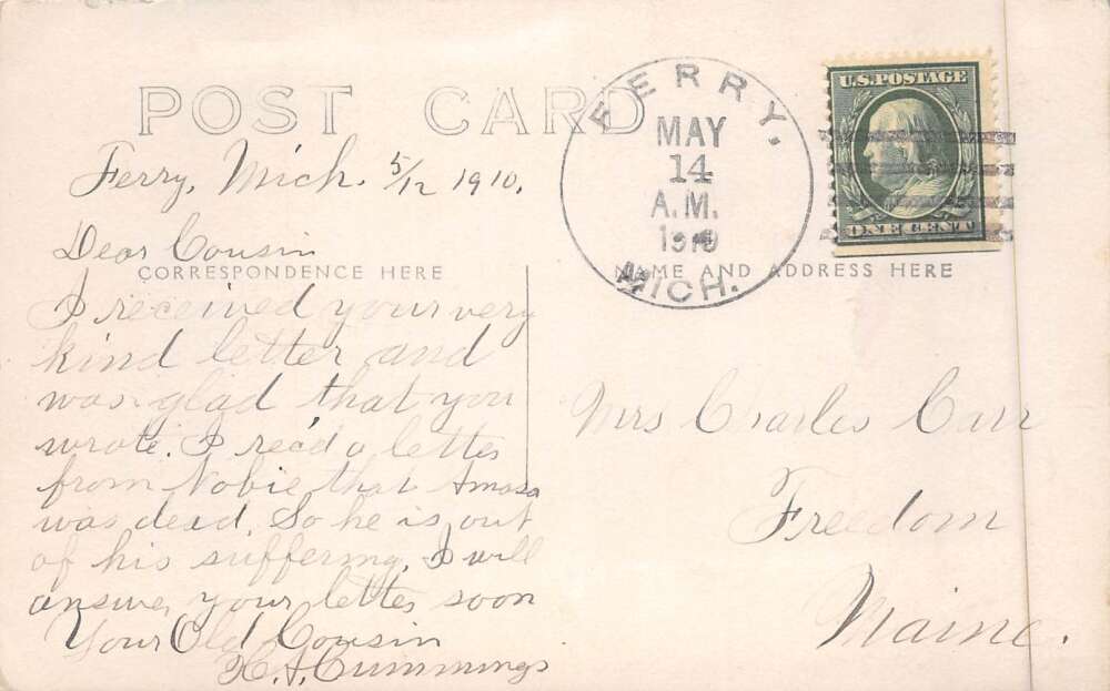 Ferry Michigan Teacher and School Children Real Photo Vintage Postcard AA90085 - Image 2