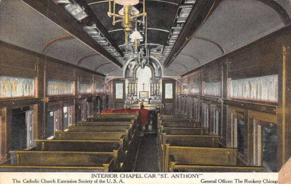 Railroad Chapel Car St Anthony Interior View Vintage Postcard AA100195