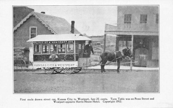 Kansas City Missouri Westport Mule Drawn Street Car Trolley Postcard AA100200