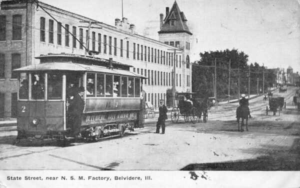 Belvidere Illinois State Street Trolley Vintage Postcard AA100203