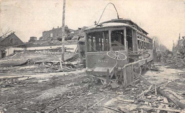Omaha Nebraska Tornado Disaster Trolley Street Car Postcard AA100215