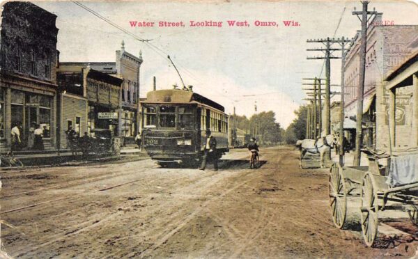 Omro Wisconsin Water Street Looking West Vintage Postcard AA100218