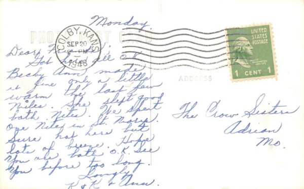 Colby Kansas Cooper Hotel Real Photo Vintage Postcard AA100238 - Image 2