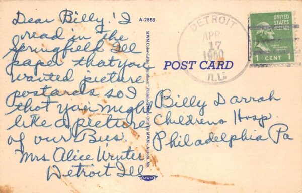 Jacksonville Illinois Trailways Charter Bus Vintage Postcard AA100244 - Image 2
