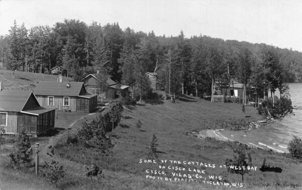Cisco Lake Wisconsin Cottages on West Bay Real Photo Vintage Postcard AA100279