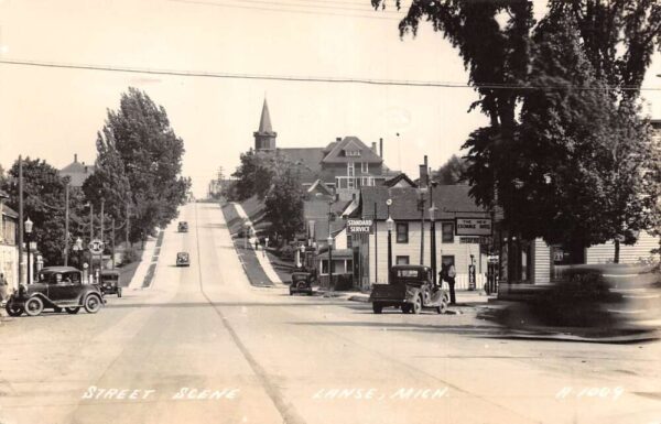 Lanse Michigan Street Scene Real Photo Vintage Postcard AA100284