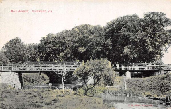 Richmond Illinois Mill Bridge Scenic View Vintage Postcard AA100287