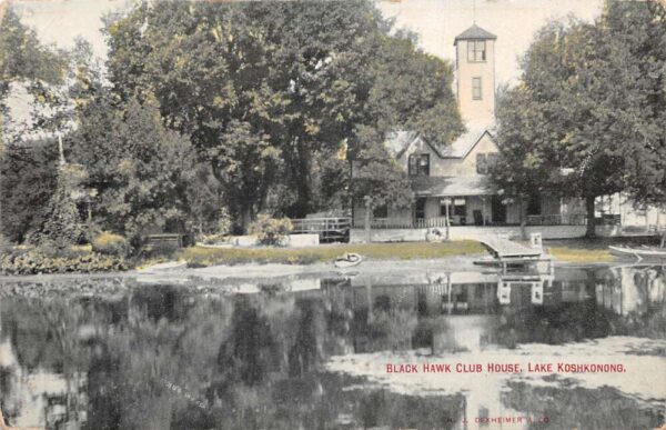 Lake Koshkonong Wisconsin Black Hawk Club House Vintage Postcard AA100302