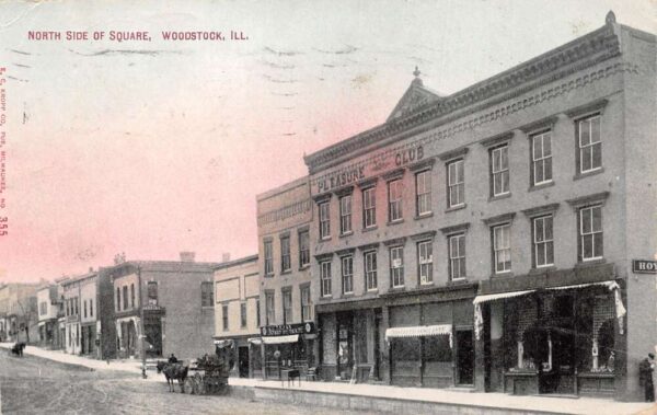 Woodstock Illinois North Side of Square Street Scene Vintage Postcard AA100303