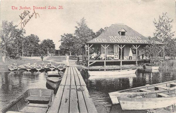 Diamond Lake Illinois The Anchor Rays Bros Ice Cream Parlor Postcard AA100304