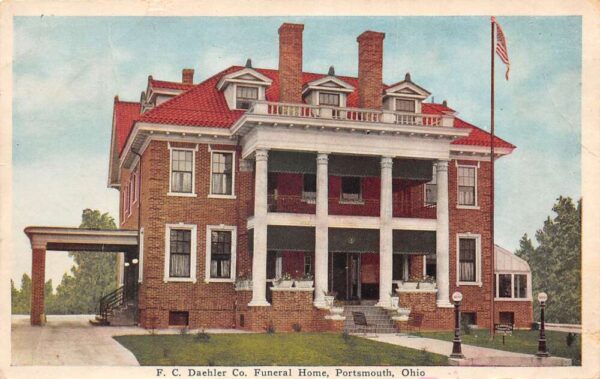 Portsmouth Ohio FC Daehler Co Funeral Home Vintage Postcard AA100309
