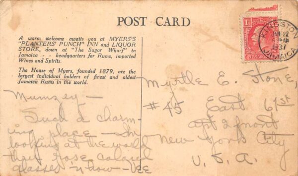 Jamaica House of Myers Planters Punch Inn Liquor Store Bar Postcard AA100312 - Image 2