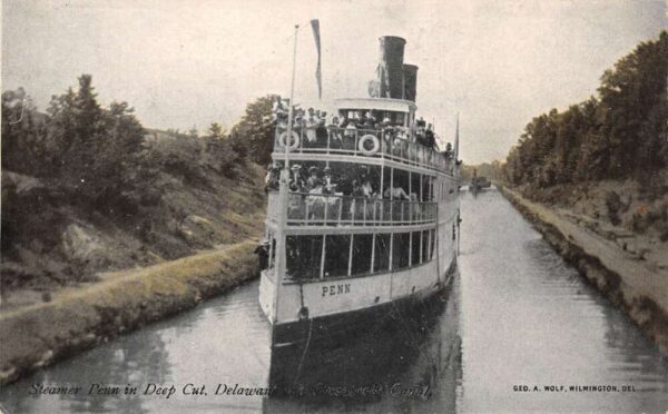 Deep Cut Delaware and Chesapeake Canal Steamer Penn Vintage Postcard AA100332