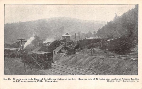 Jefferson Junction Pennsylvania Erie Railroad Train Wreck Disaster PC AA100334