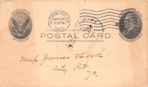 Richmond Virginia TW Wood and Sons Seedsman Receipt Postal Postcard AA100196 - Image 2