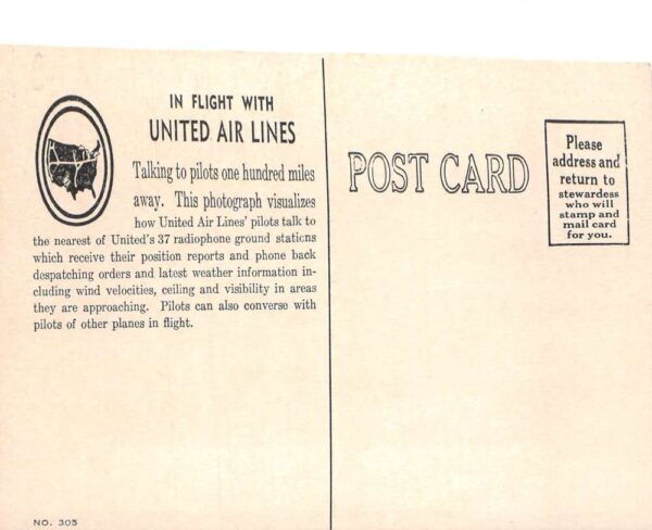 United Air Lines Two Way Voice Radiophone Booth Vintage Postcard AA100218 - Image 2