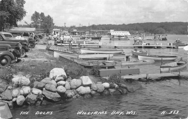 Williams Bay Wisconsin The Docks Real Photo Vintage Postcard AA100227