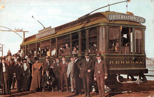 Hermosa California Balloon Route Trolley Car Vintage Postcard AA100229