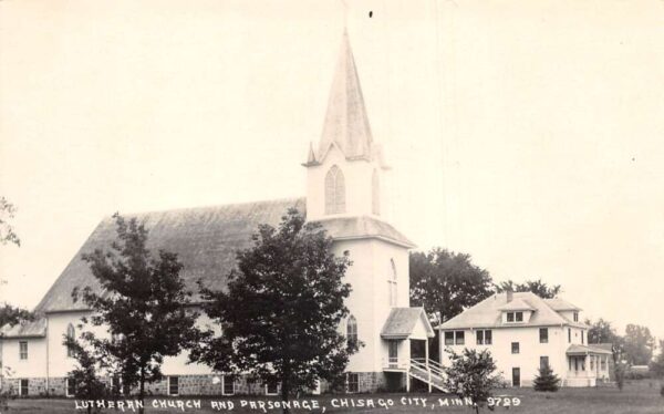 Chisago City Minnesota Lutheran Church and Parsonage Real Photo PC AA100234