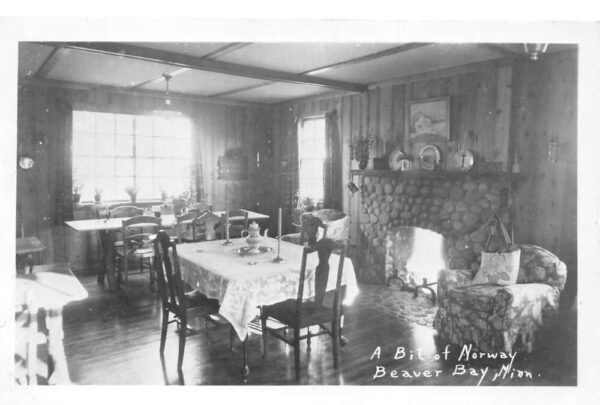 Beaver Bay Minnesota A Bit of Norway Dining Room Real Photo Postcard AA100252
