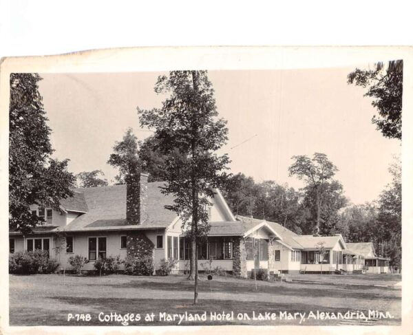 Alexandria Minnesota Maryland Hotel Cottages Lake Mary Real Photo PC AA100258