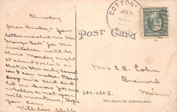 Cottonwood Minnesota Cottonwood Lake Scenic View Vintage Postcard AA100273 - Image 2