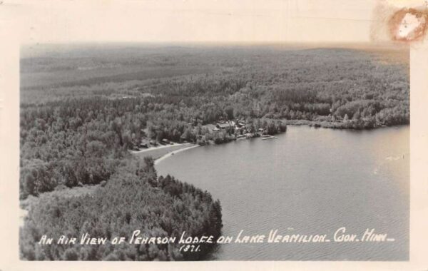 Cook Minnesota Lake Vermilion Pehrson Lodge Aerial View Real Photo PC AA100274