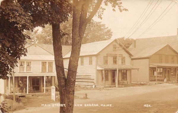 New Sharon Maine Main Street, Real Photo, Vintage Postcard U22737