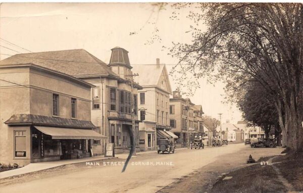 Cornish Maine Main Street, Real Photo, Vintage Postcard U22753
