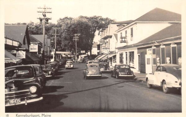 Kennebunkport Maine Town View, Drug Store, Real Photo, Vintage Postcard U22755