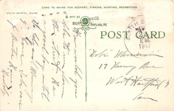 South Bristol Maine Town View, Real Photo, Vintage Postcard U22758 - Image 2