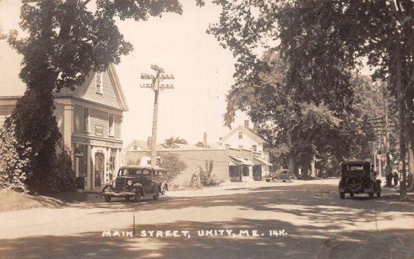 Unity Maine Main St., Drug Store & Coca Cola Sign, Vintage RPPC U22759