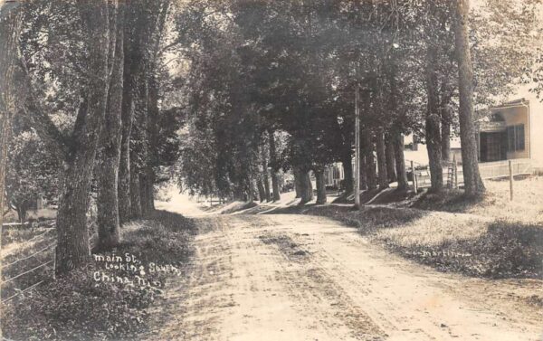China Maine Main St., Looking South, Real Photo, Vintage Postcard U22770